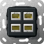 Gira 569910 MJ RJ45 Cat.6A 10 Gbit 4f Einsatz Schwarz m 