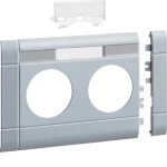 Hager GB10021LAN Blende 2-fach Steckdose zu BRH 100mm beschriftbar anreihbar halogenfrei alu lackiert 