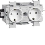 Hager GS20019016 Steckdose 2-fach mit Wago Steck-/Klemmtechnik Frontrastend verkehrsweiß 