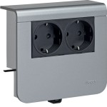 Hager SL20055900D1 Geräteträger Steckdose 2-fach vorverdrahtet Steckklemmen zu SL 20x55mm Dekor Alu 