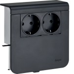 Hager SL200809009011 Geräteträger Steckdose 2-fach vorverdrahtet Steckklemmen zu SL 20x80mm schwarz 