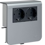 Hager SL20080900D1 Geräteträger Steckdose 2-fach vorverdrahtet Steckklemmen zu SL 20x80mm Dekor Alu 