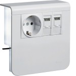 Hager SL200809209016 Geräteträger Steckdose+Datenanschluss 2xCat. 6A zu SL 20x80mm verkehrsweiß 