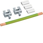 Hager ZM35PE CU-Schiene universZ 180x9x6mm 35mm²grün/gelb lamelliert mit 2xKlemmen bis 35mm² 