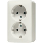 Jung 6020A Schuko-Zwei-fach-Steckdose 16A 250V 47mm AP 600 cremeweiß 