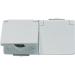 Jung 622WW Schuko-Zwei-fach-Steckdose 16A 250V Klappdeckel waagerecht IP44 WG 600 