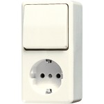 Jung 676A Schuko-Steckdose 16A 250V mit Schalter Universal Aus-Wechsel 10 AX 250V AP 600 cremeweiß 