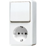 Jung 676AWW Schuko-Steckdose 16A 250V mit Schalter Universal Aus-Wechsel 10 AX 250V AP 600 alpinweiß 