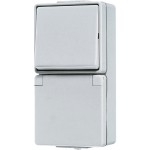 Jung 676W Schuko-Steckdose 16A 250V mit Schalter Universal Aus-Wechsel 10 AX 250V 16A 250V IP44 WG 600 