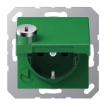 Jung A1520BFKLSLGN SCHUKO Steckdose 16A 250V integrierter erhöhter Berührungsschutz SAFETY+ Klappdeckel mit Sicherheitsschloss Thermoplast Serie A grün (für 