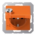 Jung A1520BFKLSLO SCHUKO Steckdose 16A 250V integrierter erhöhter Berührungsschutz SAFETY+ Klappdeckel mit Sicherheitsschloss Thermoplast Serie A orange (fü 