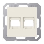 Jung A1569-2WE Abdeckung (gerastet) für Modular-Jack-Steckbuchsen 2-fach UMA-CAT6A RADIALL Panduit Assmann mit Schriftfeldern Thermoplast Serie AS cremeweiß 