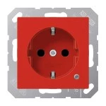 Jung ABA1520BFKORT SCHUKO Steckdose 16A 250V mit Funktionsanzeige integrierter erhöhter Berührungsschutz SAFETY+ Thermoplast antibakteriell Serie AS rot 