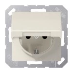 Jung ABAS1520KIKL SCHUKO Steckdose 16A 250V ohne Krallen integrierter erhöhter Berührungsschutz SAFETY+ Klappdeckel Duroplast antibakteriell Serie AS cremeweiß 
