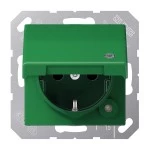 Jung ABAS1520KLKOGN SCHUKO Steckdose 16A 250V ohne Krallen mit Funktionsanzeige integrierter erhöhter Berührungsschutz SAFETY+ Klappdeckel Thermoplast antibakt 