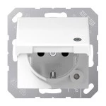 Jung ABAS1520KLKOWW SCHUKO Steckdose 16A 250V ohne Krallen mit Funktionsanzeige integrierter erhöhter Berührungsschutz SAFETY+ Klappdeckel Duroplast antibakter 