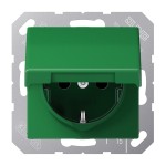Jung AS1520BFKIKLGN SCHUKO Steckdose 16A 250V ohne Krallen integrierter erhöhter Berührungsschutz SAFETY+ Klappdeckel Thermoplast Serie AS grün (für SV) 