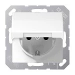Jung AS1520BFKIKLWW SCHUKO Steckdose 16A 250V ohne Krallen integrierter erhöhter Berührungsschutz SAFETY+ Klappdeckel Thermoplast Serie AS alpinweiß 