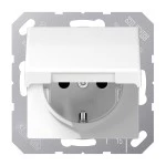 Jung AS1520KIKLWW SCHUKO Steckdose 16A 250V ohne Krallen integrierter erhöhter Berührungsschutz SAFETY+ Klappdeckel Duroplast Serie AS alpinweiß 
