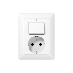 Jung AS5576UWW Schuko-Steckdose 16A 250V mit Schalter Universal Aus-Wechsel 10 AX 250V Serie AS alpinweiß 