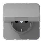 Jung CD1520BFKIKLGR SCHUKO Steckdose 16A 250V ohne Krallen integrierter erhöhter Berührungsschutz SAFETY+ Klappdeckel Thermoplast Serie CD grau 