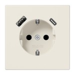 Jung LS1520-15CA SCHUKO Steckdose 16A 250V mit USB-Ladegerät 1xTypA + 1xTyp C integrierter erhöhter Berührungsschutz SAFETY+ Serie LS cremeweiß 