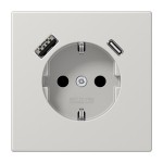 Jung LS1520-15CALG SCHUKO Steckdose 16A 250V mit USB-Ladegerät 1xTypA + 1xTyp C integrierter erhöhter Berührungsschutz SAFETY+ Serie LS lichtgrau 