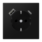Jung LS1520-15CASWM SCHUKO Steckdose 16A 250V mit USB-Ladegerät 1xTypA + 1xTyp C integrierter erhöhter Berührungsschutz SAFETY+ Serie LS graphitschwarz matt 