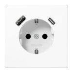 Jung LS1520-15CAWW SCHUKO Steckdose 16A 250V mit USB-Ladegerät 1xTypA + 1xTyp C integrierter erhöhter Berührungsschutz SAFETY+ Serie LS alpinweiß 