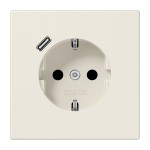 Jung LS1520-18C SCHUKO Steckdose 16A 250V mit USB-Ladegerät 1xTyp C integrierter erhöhter Berührungsschutz SAFETY+ Serie LS cremeweiß 