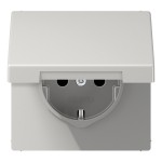 Jung LS1520KIKLLG SCHUKO Steckdose 16A 250V integrierter erhöhter Berührungsschutz SAFETY+ Klappdeckel Duroplast Serie LS lichtgrau 