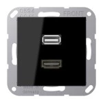 Jung MAA1163SW Multimedia-Anschlusssystem HDMI / USB 2.0 Serie A schwarz 