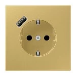 Jung ME1520-18AC-L SCHUKO Steckdose 16A 250V mit USB-Ladegerät 1xTyp A integrierter erhöhter Berührungsschutz SAFETY+ Serie LS Messing classic 