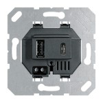 Jung USB15CASW USB-Ladegerät 1xTypA + 1xTyp C schwarz 
