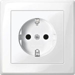 Merten MEG2300-1419 Schuko-Steckdose mit voller Abdeckplatte erhöhter Berührungsschutz Steckklemmen polarweiß glänzend M-SMART 