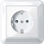 Merten MEG2301-1219 Schuko-Steckdose mit voller Abdeckplatte Steckklemmen polarweiß glänzend ATELIER-M 
