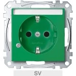 Merten MEG2303-0304 Schuko-Steckdose Sonderstromkreis Kontrolllicht Schriftfeld Berührungsschutz Steckklemmen SV grün System M 