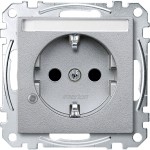 Merten MEG2303-0460 Schuko-Steckdose mit Kontrolllicht und Schriftfeld Berührungsschutz Steckklemmen aluminium System M 