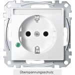 Merten MEG2305-0319 Schuko-Steckdose mit Überspannungschutz und Schriftfeld Berührungsschutz Steckklemmen polarweiß glänzend System M 