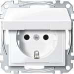 Merten MEG2310-0319 Schuko-Steckdose mit Klappdeckel Berührungsschutz Steckklemmen polarweiß glänzend System M 