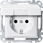 Merten MEG2310-0619 Schuko-Steckdose mit Klappdeckel Berührungsschutz Steckklemmen polarweiß System M 