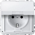 Merten MEG2310-7219 Schuko-Steckdose mit Klappdeckel Berührungsschutz Steckklemmen polarweiß AQUADESIGN 