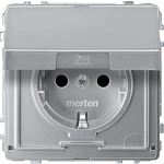 Merten MEG2310-7260 Schuko-Steckdose mit Klappdeckel Berührungsschutz Steckklemmen aluminium AQUADESIGN 