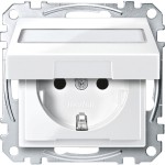 Merten MEG2312-0319 Schuko-Steckdose mit Klappdeckel und Schriftfeld Berührungsschutz Steckklemmen polarweiß glänzend System M 