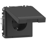 Merten MEG2312-6034 Schuko-Steckdose mit Klappdeckel und Schriftfeld Berührungsschutz Steckklemmen Anthrazit System Design 