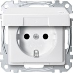 Merten MEG2314-0419 Schuko-Steckdose mit Klappdeckel IP44 Berührungsschutz Steckklemmen polarweiß System M 