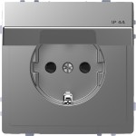 Merten MEG2314-6036 Schuko-Steckdose mit Klappdeckel IP44 Berührungsschutz Steckklemmen Edelstahl System Design 
