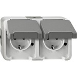 Merten MEG2321-8029 Schuko-Doppel-Steckdose waagerecht angeordnet lichtgrau AQUASTAR 