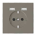 Merten MEG2366-6050 Schuko-Steckdose mit USB Ladegerät Nickelmetallic System Design 