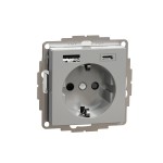 Merten MEG2367-0460 Schuko-Steckdose mit USB Ladegerät Aluminium System M 